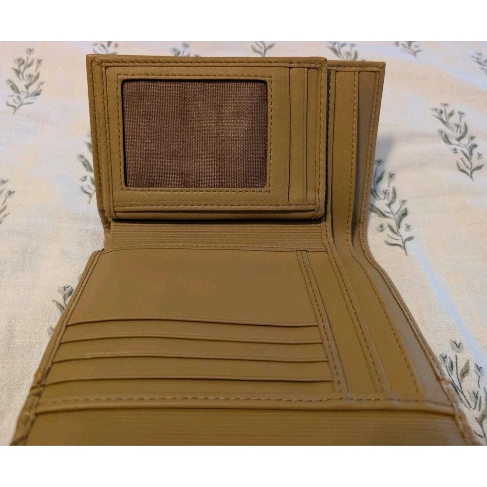 Designer Mario Hernandez Tan Brown Leather Butterfly Trifold Wallet - Picture 4 of 10